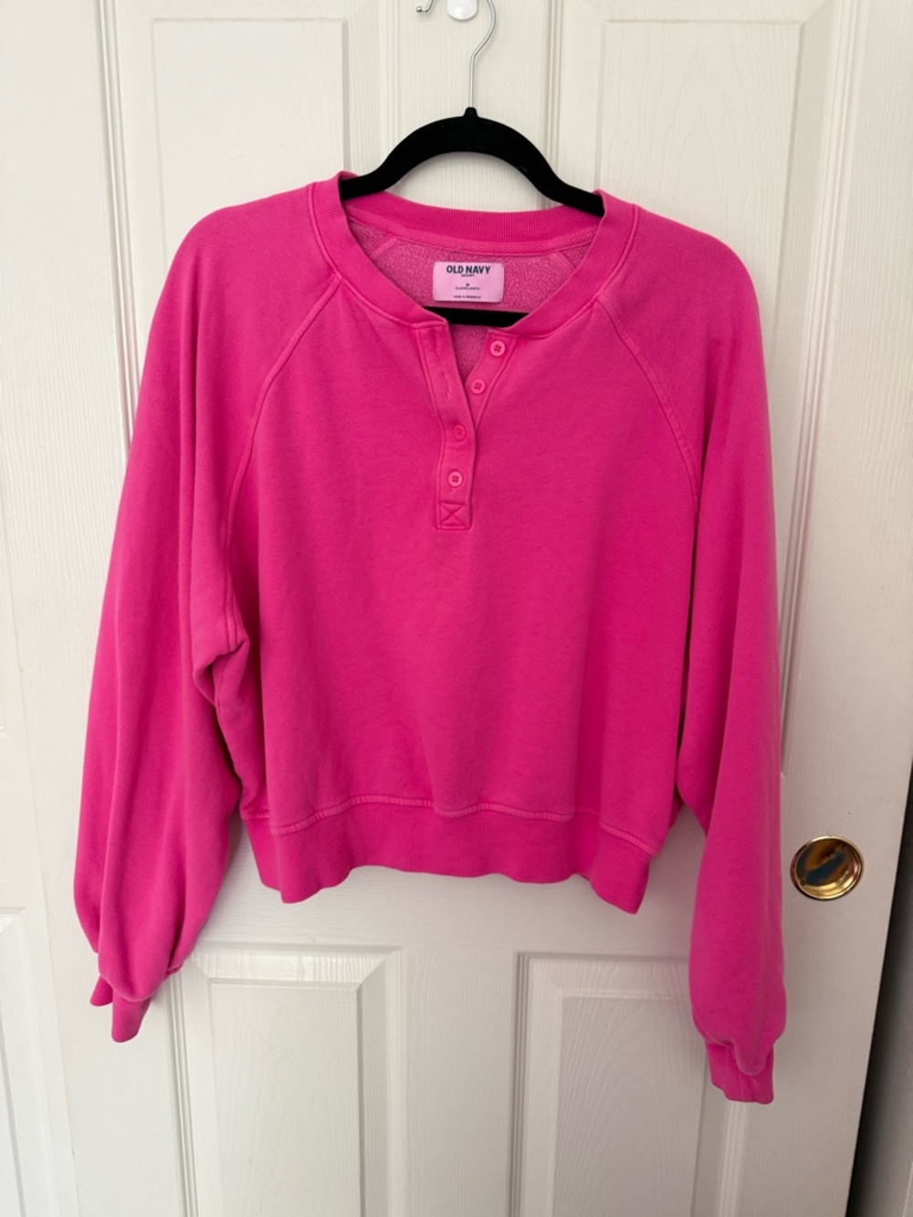 Old Navy Hot Pink Henley Sweatshirt - Picture 2 of 5